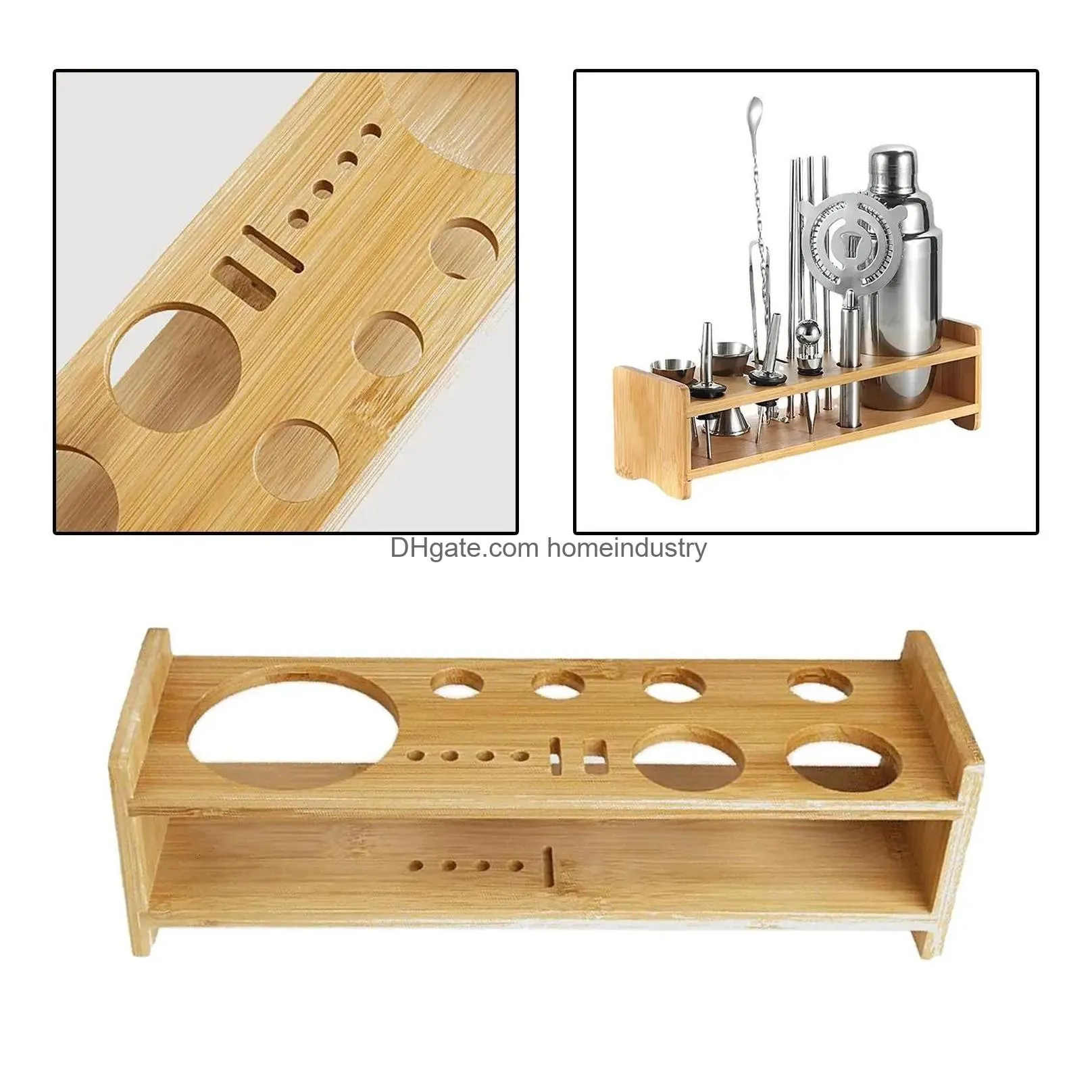 Bar Tools Cocktail Bartending Set Wooden Stand Mtifunction Display Barware Drinkware Shaker For Home 231216 Drop Delivery Dhw9E