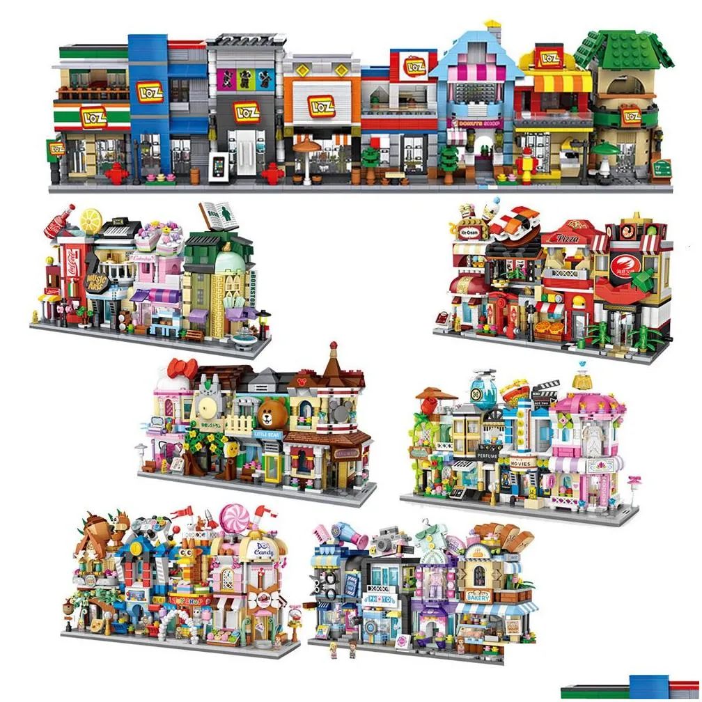 Blocks 4 Pieces/Set Loz Street Mini Block Childrens Architectural Toys Girl Puzzle Holiday Gift 1621-1624-1625-1628 1629-1632 1633-16 Dhxdq