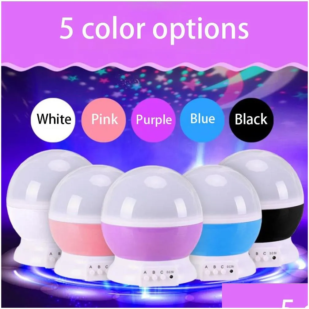 Other Led Lighting Baby Night Light Moon Star Projector 360 Degree Rotation-4 Led Bbs 9 Color Changes With Usb The Best Gift For Drop Dhbko