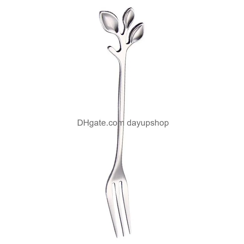 Spoons Update Stainless Steel Tree Branch Spoon Fork Gold Dessert Coffee Spoons Home Kitchen Dining Flatware Drop Delivery Home Garden Dhiak