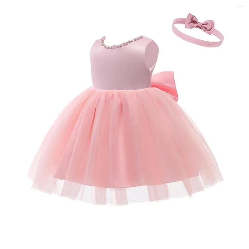 Girl`S Dresses Girl Dresses Born Baby Girls Princess Dress Toddler Kids Clothes 1 Year 1St Birthday Tutu Party Tle Beaded Big Bow Prom Dh09S