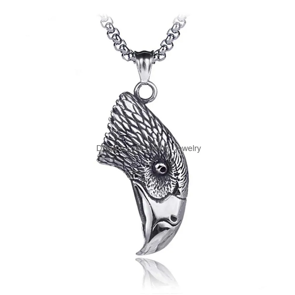 Pendant Necklaces Stainless Steel  Necklace Pendant Bird Hip Hop Necklaces For Men Chain Fashion Fine Jewelry Drop Delivery Jewel Dhjjy