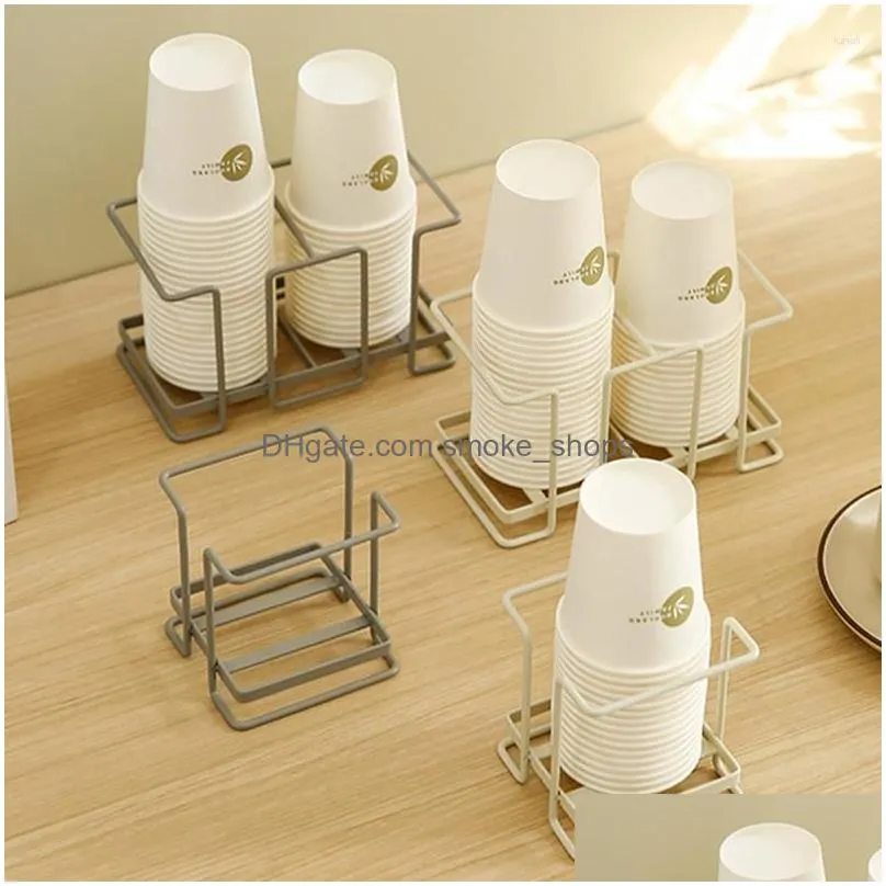 Kitchen Storage Organization Iron Cups Holder Disposable Paper Cup Dispenser Glass Rack Home Office Coffee Station Stand Organizer Dhu8R