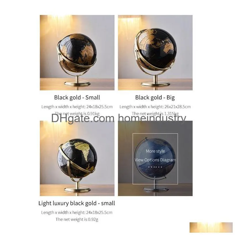 Decorative Objects & Figurines Retro World Globe Decoration Terrestrial Map Modern Home Decor Geography Education Office Desk Accessor Dh2F9