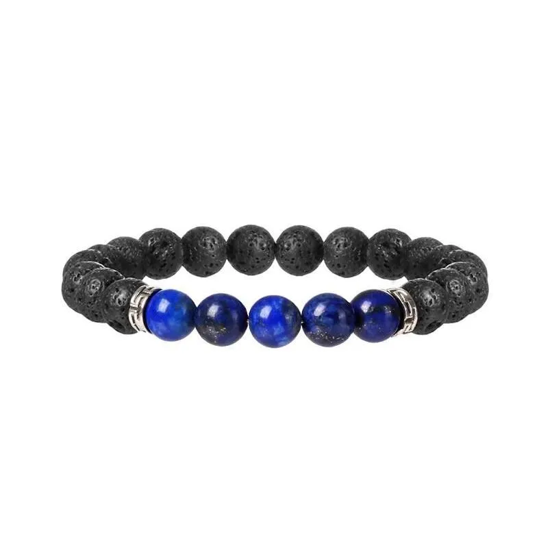 Beaded Jln Power Beads Volcanic Energy Bracelet 8Mm Black Lava Stone Rock With Tibet Accessory Bracelets For Men Jewelry Drop Deliver Dhx1S