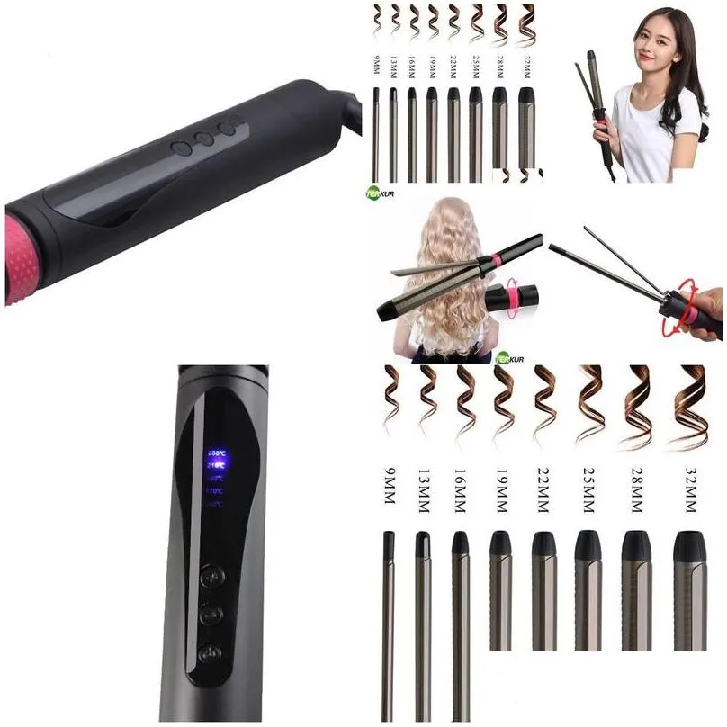 curling irons professional hair curler rotating iron wand with tourmaline ceramic anti scalding insated tip waver maker styling tool