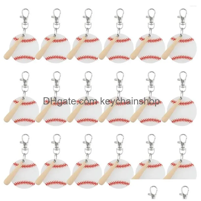 Keychains & Lanyards Keychains 18Pcs Sports Outdoor Miniature For Diy Exquisite Novelty Practical Handbag Wooden Sticks Baseball Key Dhqxb