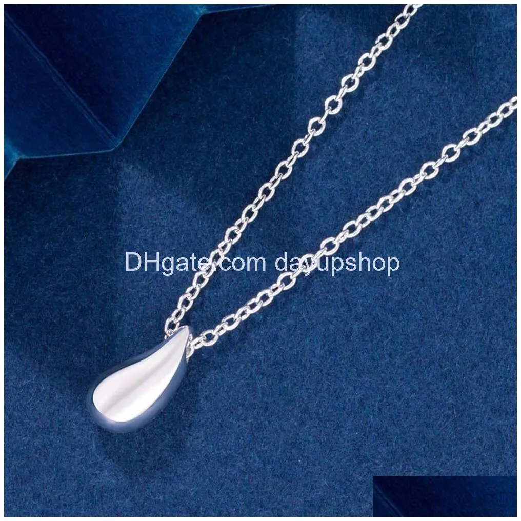 Pendant Necklaces Gold T V Necklace Personalized Versatile Droplet Shaped Pendant Simple Light Luxury Collar Chain For Women 4Na7 Drop Dhhxa