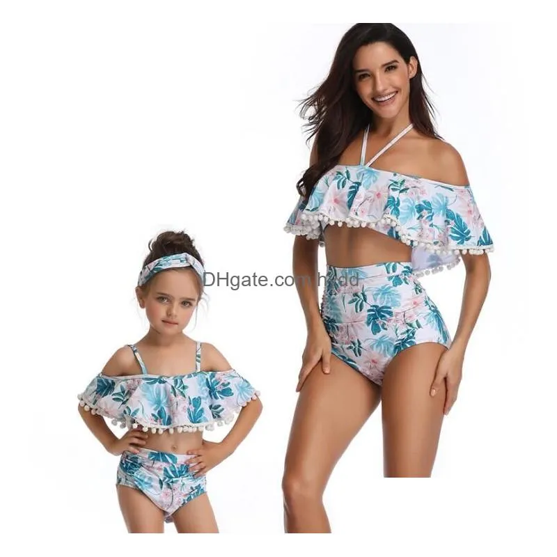  swim wear 2019 ladies swimwear flower print high waist bikini parentchild swimsuit 2848197