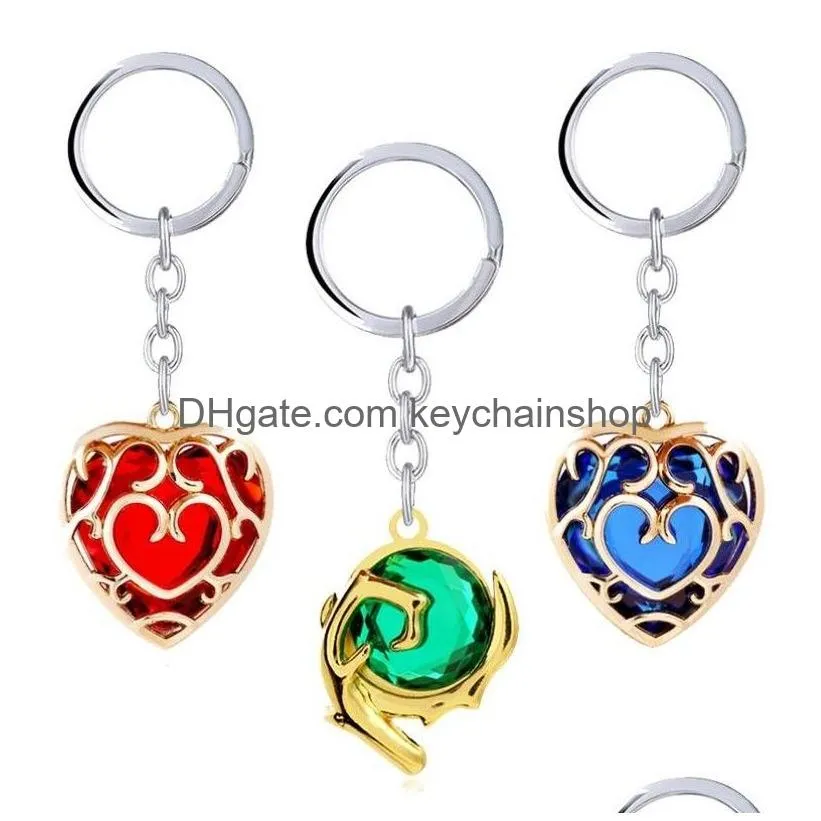 Keychains & Lanyards Keychains Game The Legend Of Keychain Heart Crystal Keyrings Metal Pendant Chaveiro Key Chain Men Jewelry Llaver Dhis9