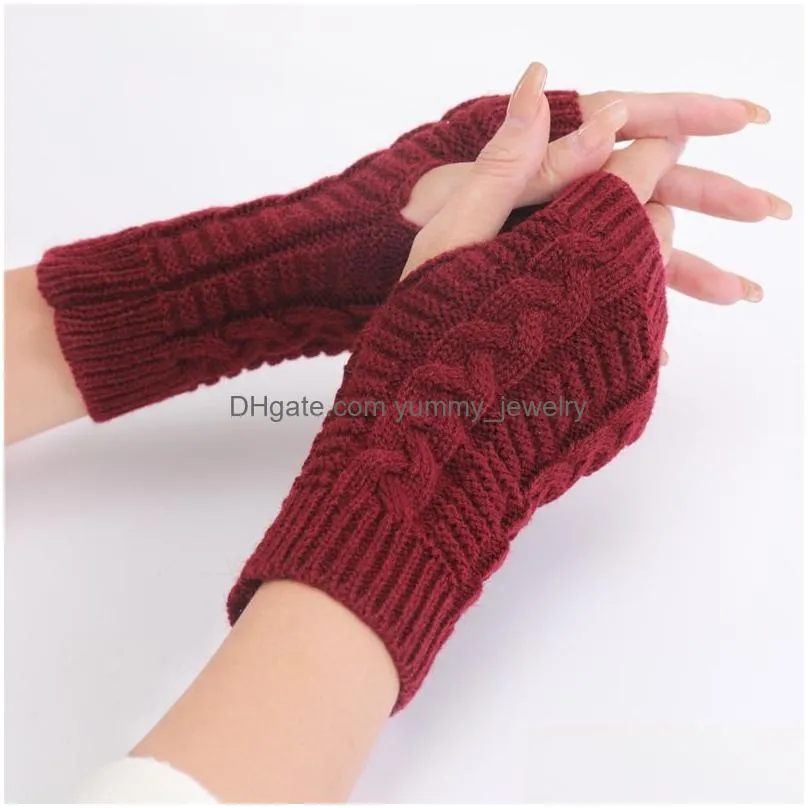 Mittens Fashion Short Braid Gloves Cloghet Arm Fingerless Winter Mittens Women Accessories Drop Delivery Fashion Accessories Hats, Sca Dhksl