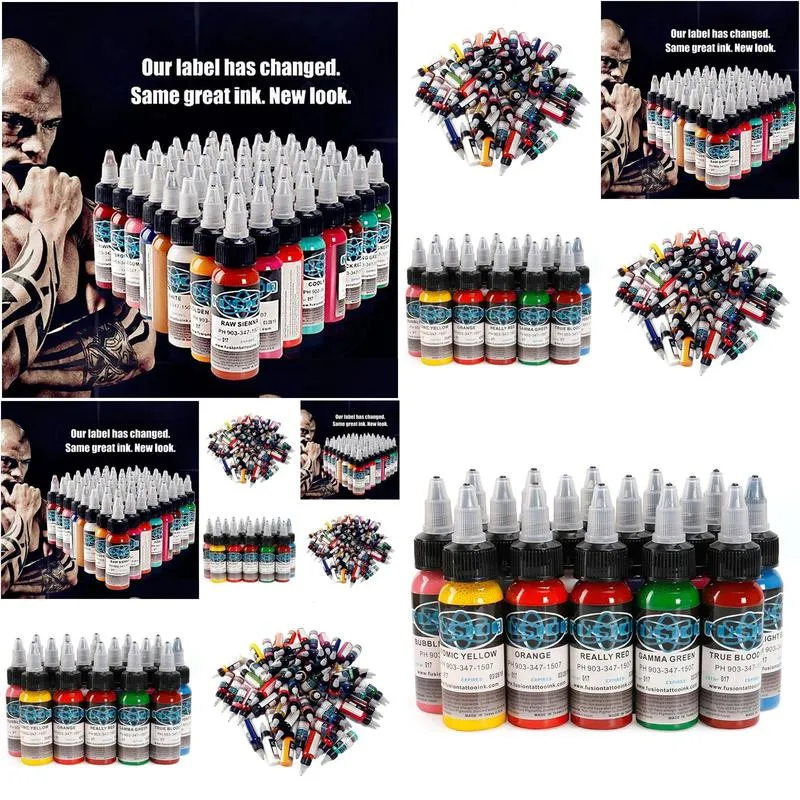 Tattoo Inks Tattoo Ink Set 60 Complete Colors Pigment Kit 1Oz 30Ml Supply For Drop Delivery Health Beauty Tattoos Body Art Dhndf