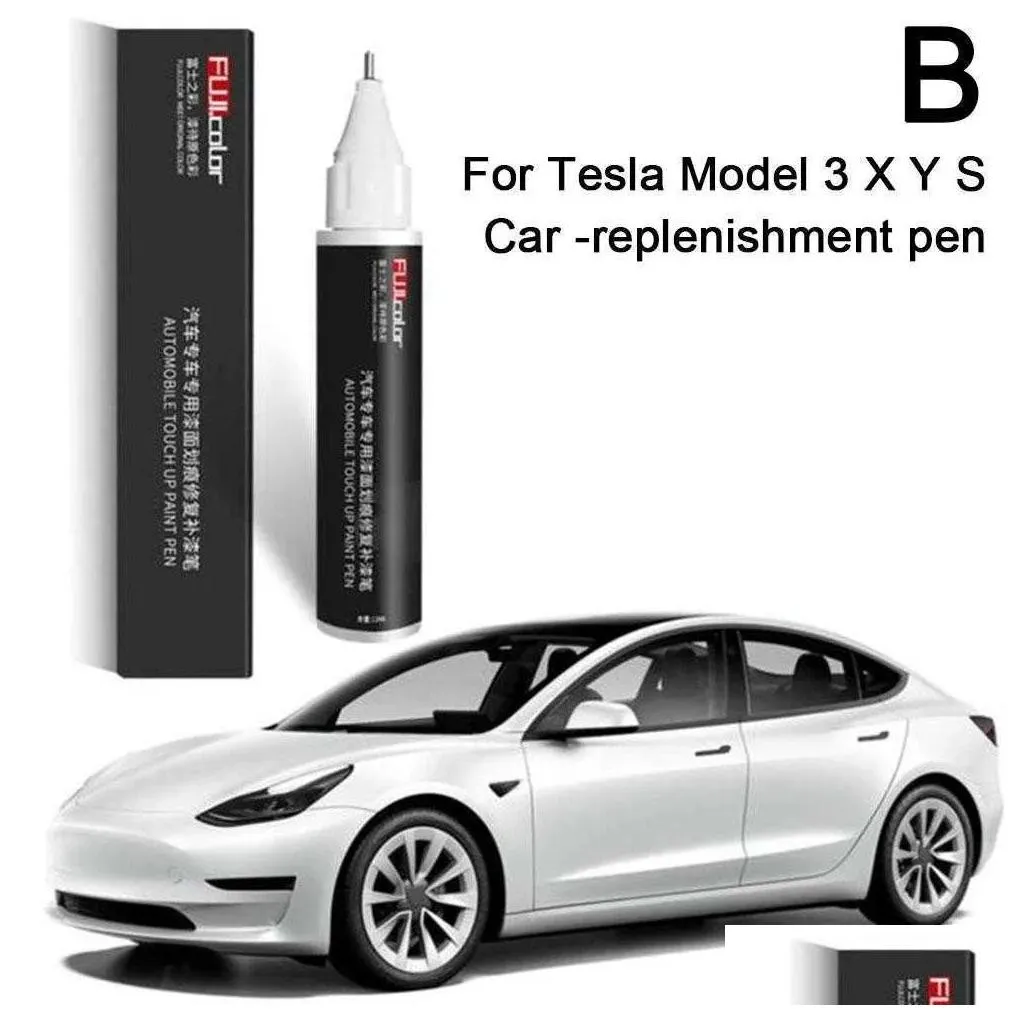 Other Interior Accessories New Fit For Tesla Model 3 X Y S Car Scratch Paint Pens Repair Pen Black White Fixer Wheel Hub Drop Delivery Dha75