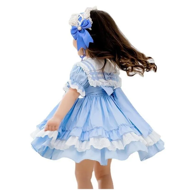 Girl`S Dresses Boutique Summer Childrens Clothing Baby Girls Dress Lolita Navy Style Spanish Princess Layered Party Costume Dresses Dr Dhm8Y