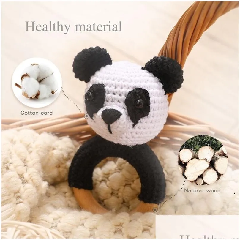 Mobiles# Mobiles Baby Panda Cloghet Rattle Teether Toys Music Rattles For Kids Wooden Babies Gym Montessori Childrens Mobile Crib Gift Dhl0U