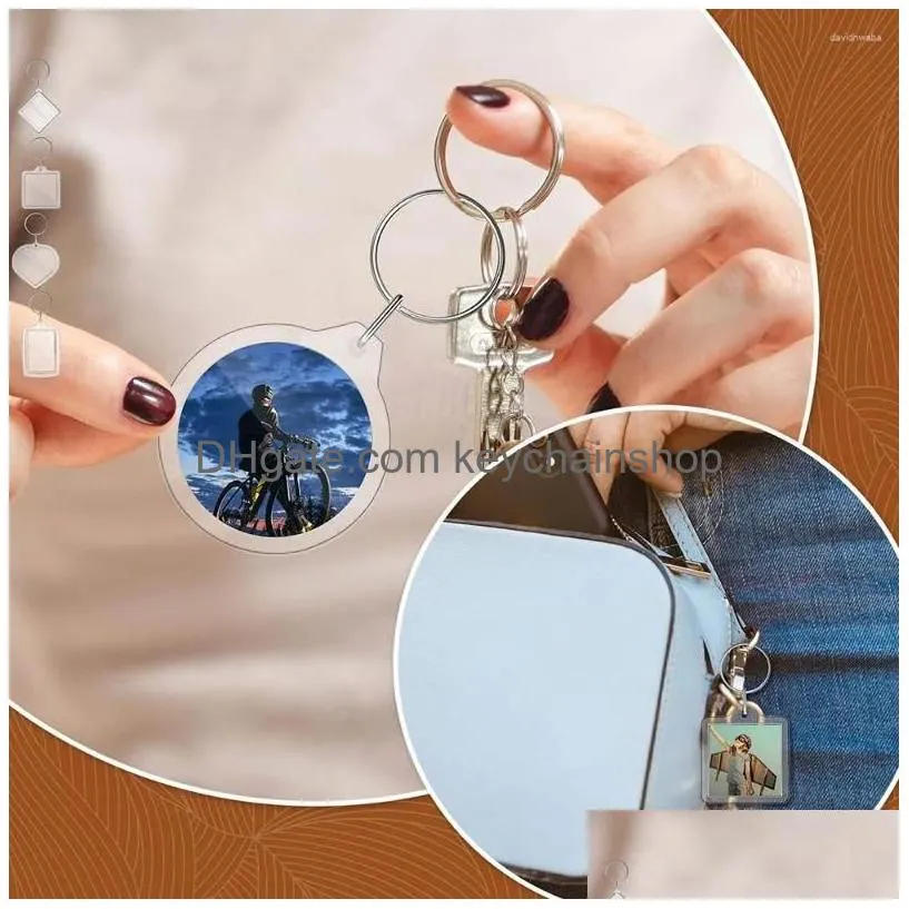 Keychains & Lanyards Keychains 100Pcs Po Frame Picture Pendant Blank Insert Translucent Clear Acrylic Key Rings For Diy Drop Delivery Dhrp9