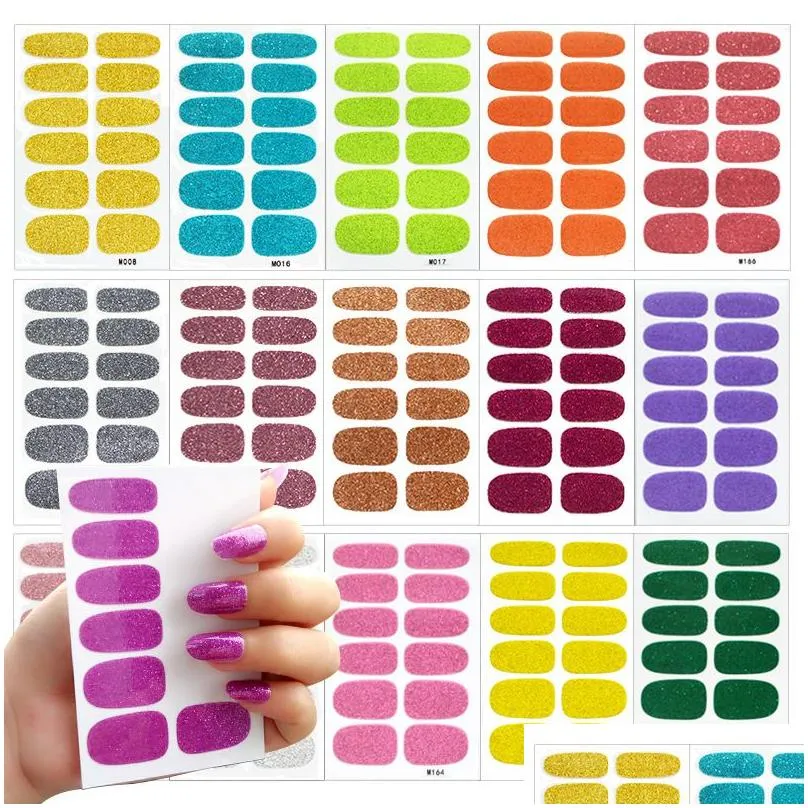 Stickers & Decals Pure Color Nail Wrap Diy Decals Plain Decor Stickers Art Sticker Set Minimalist Nails Strip Solid Hz0044 Drop Delive Dhtfw