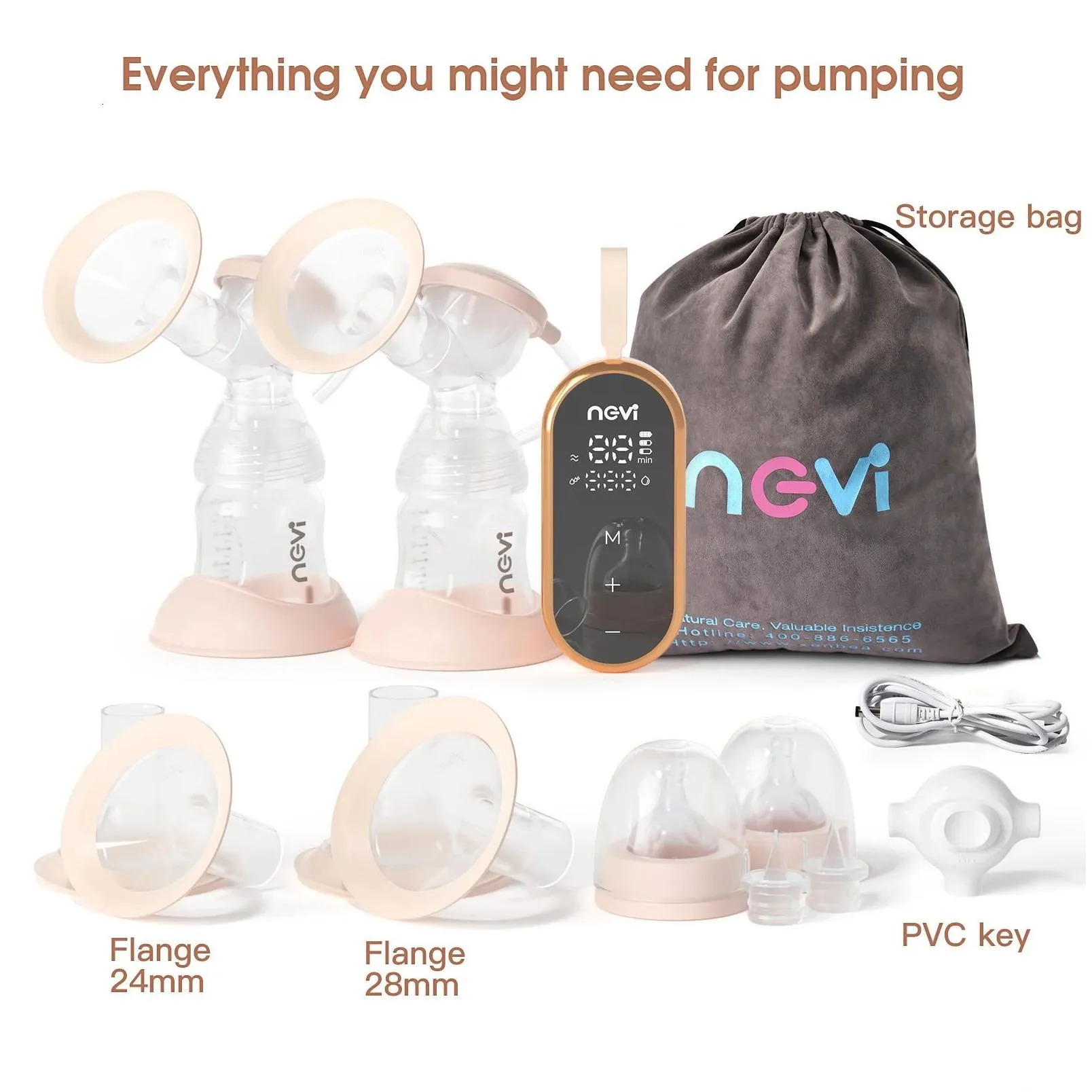 Breastpumps Ncvuble Electric Breast Pumps 3 Modes 12 Levels Portable Breastfeeding Milk Pump With 2 Size Flanges Mirror Led Display D Dhmux