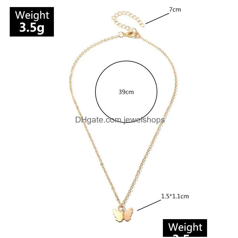 Pendant Necklaces New Butterfly Statement Necklaces For Women Fashion Gold Sier Animal Pendant Choker Chains Girls Jewelry Gift Drop D Dhcji