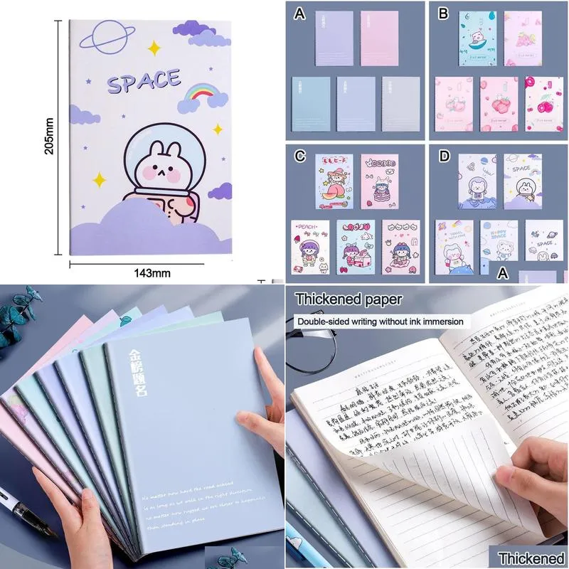 Notepads Wholesale Notepads A5 Gift Daily Weekly Planner Book Cute Stationery Cartoon Notepad Notebook Kit Travel Journal Diary 230804 Dhrxh