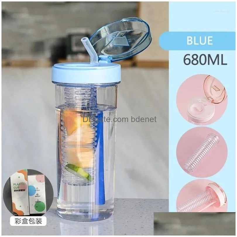 Water Bottles 800Ml Cute Bottle With St Lid Fruit Tea Built-In Filter Cup Portable Office Drinkware Outdoor Shaker Drop Delivery Dhfrg