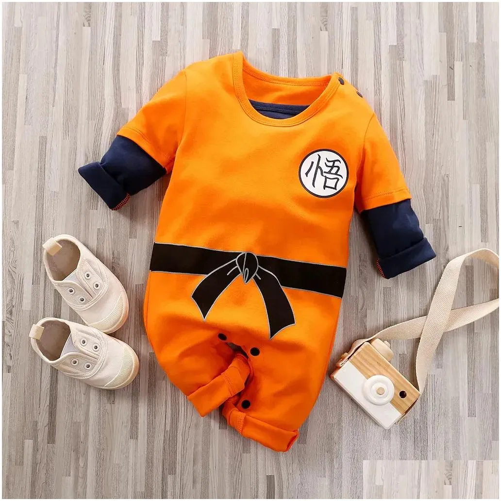 Rompers Dragon Dbz Clothes Baby Halloween Costume Born Girl Boy Overalls Autumn Winter Jumpsuit Romper Kids Coming Home Outfit Drop D Dhvfg