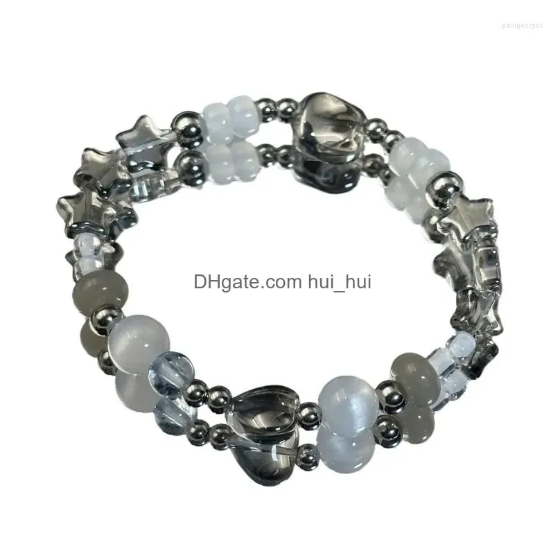 charm bracelets harajuku pentagrams beaded handchain crystal star y2k heart bead chain