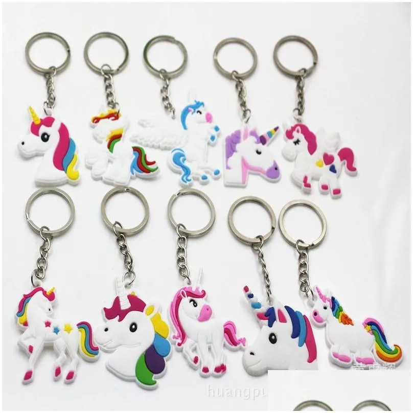 Key Rings Cartoon Key Chains Keyrings Cute Animal Horse Pony Design Pvc Keychains Girls Women Bag Charm Rings Pendant Fashion Jewelry Dhjuc