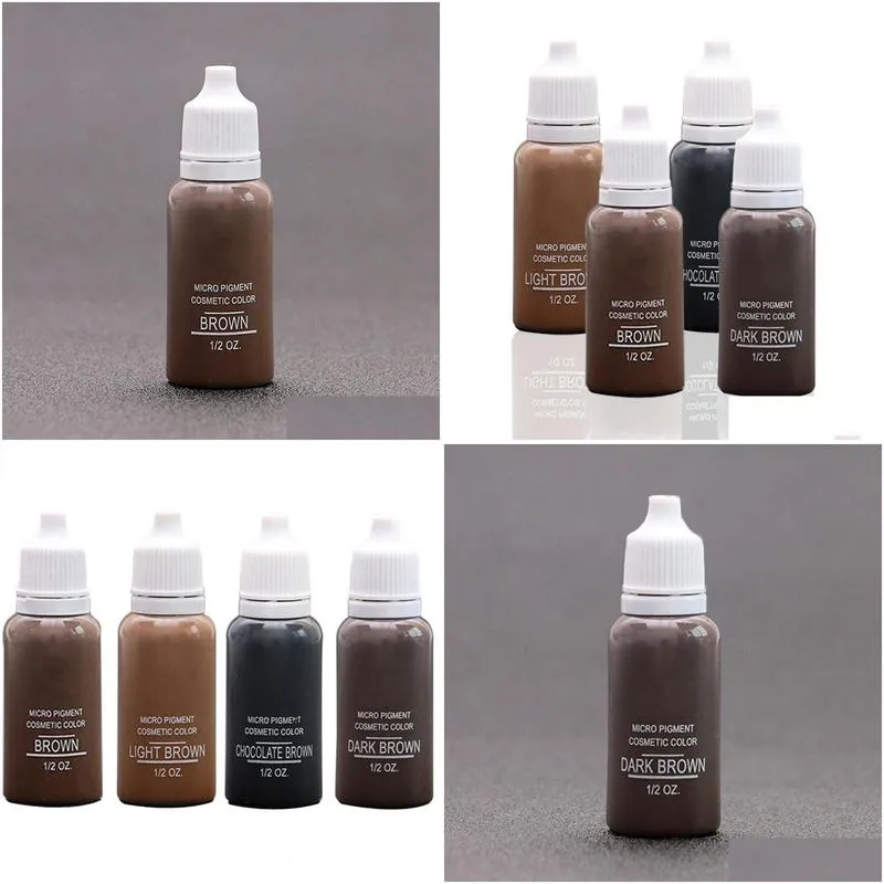 Tattoo Inks New 4 Colors Usa Brow Microblading Pigments Inks Dark Light Brown For Eyebrows Permanent Makeup Basic Eyebrow Dye Tattooin Dhyta