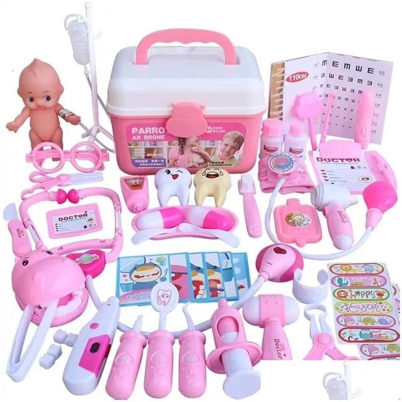 Kitchens & Play Food Kitchens Play Food Doctor Set For Kids Pretend Girls Roleplaying Games Hospital Accessorie Kit Nurse Tools Bag To Dhnsv