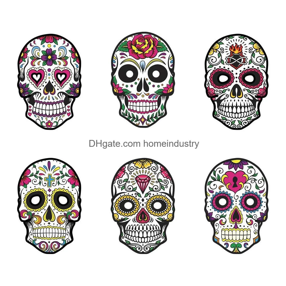 Party Masks 6Pcs Day Of The Dead Sugar Skl Mask Halloween Masquerade For Cosplay Mexican Costume Supplies 230721 Drop Delivery Dhv2W