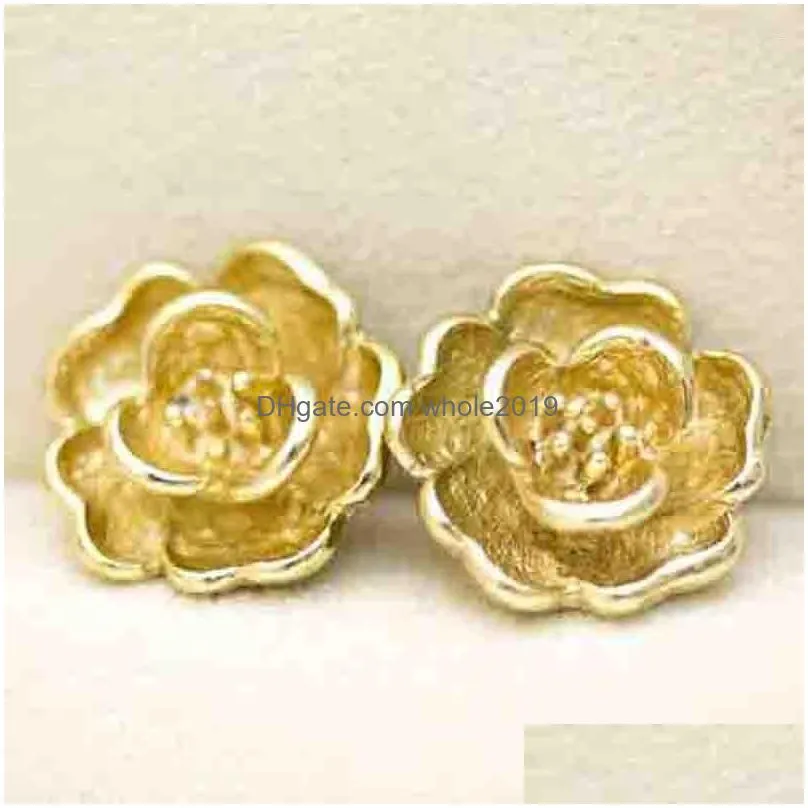 Charms 12Pcs Lot 20Mm Vintage Rose Flower Floral Coat Metal Shank Sewing Buttons Decorative Carving Buton Bouton Scrapbooking Botones Dhw3I