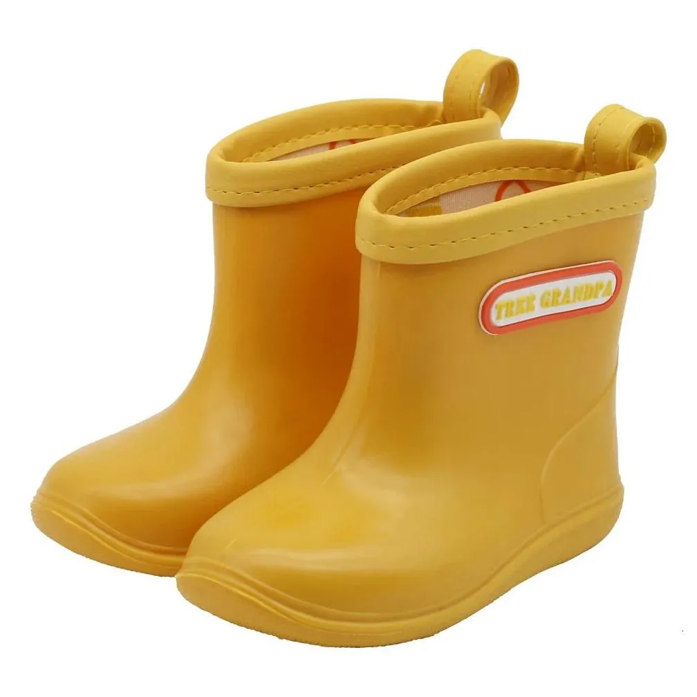 Boots Kids Rain Girls Boys Rainboots Pvc Waterproof Mid-Calf Water Shoes Soft Rubber Anti-Slippery Children Toddler Drop Delivery Dhgso