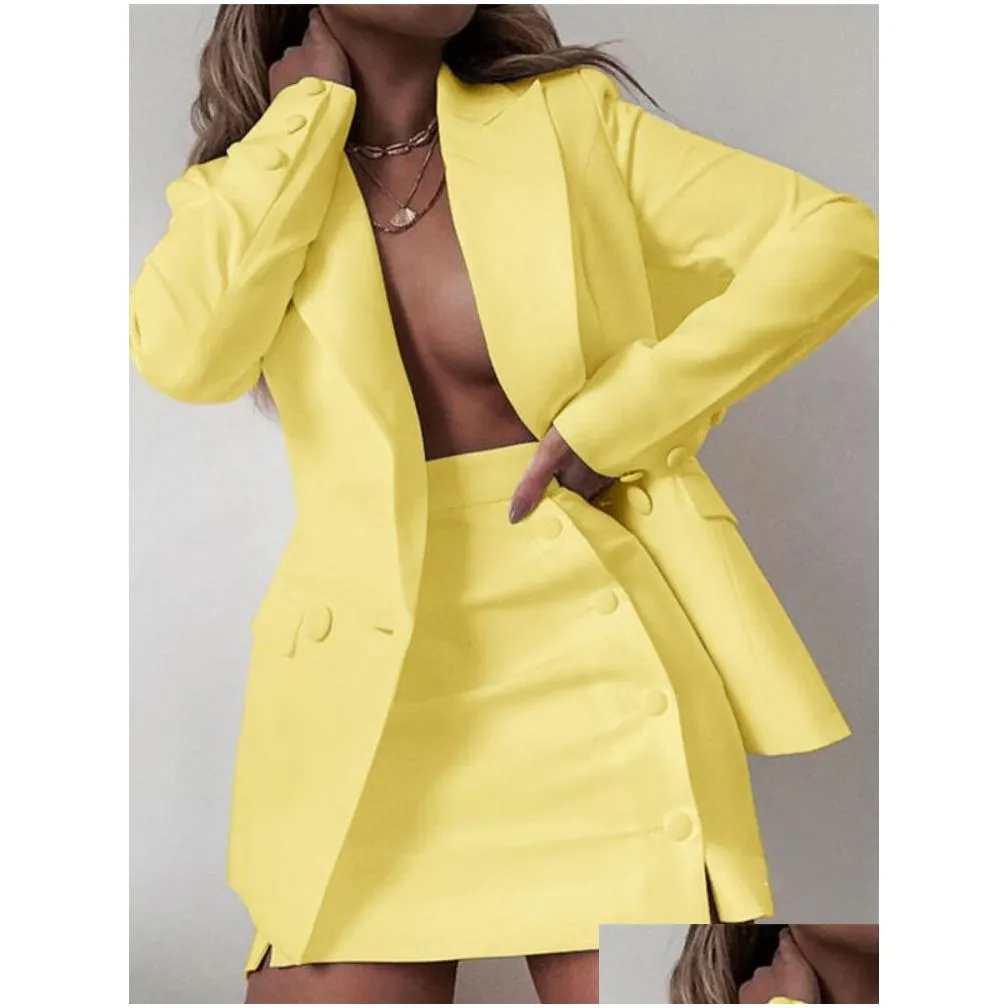 Two Piece Dress Womens Office Professional Suit Small Coat Short Skirt Two-Piece 2 Piece Set Plus 220401 Drop Delivery Apparel Women` Dhj8M