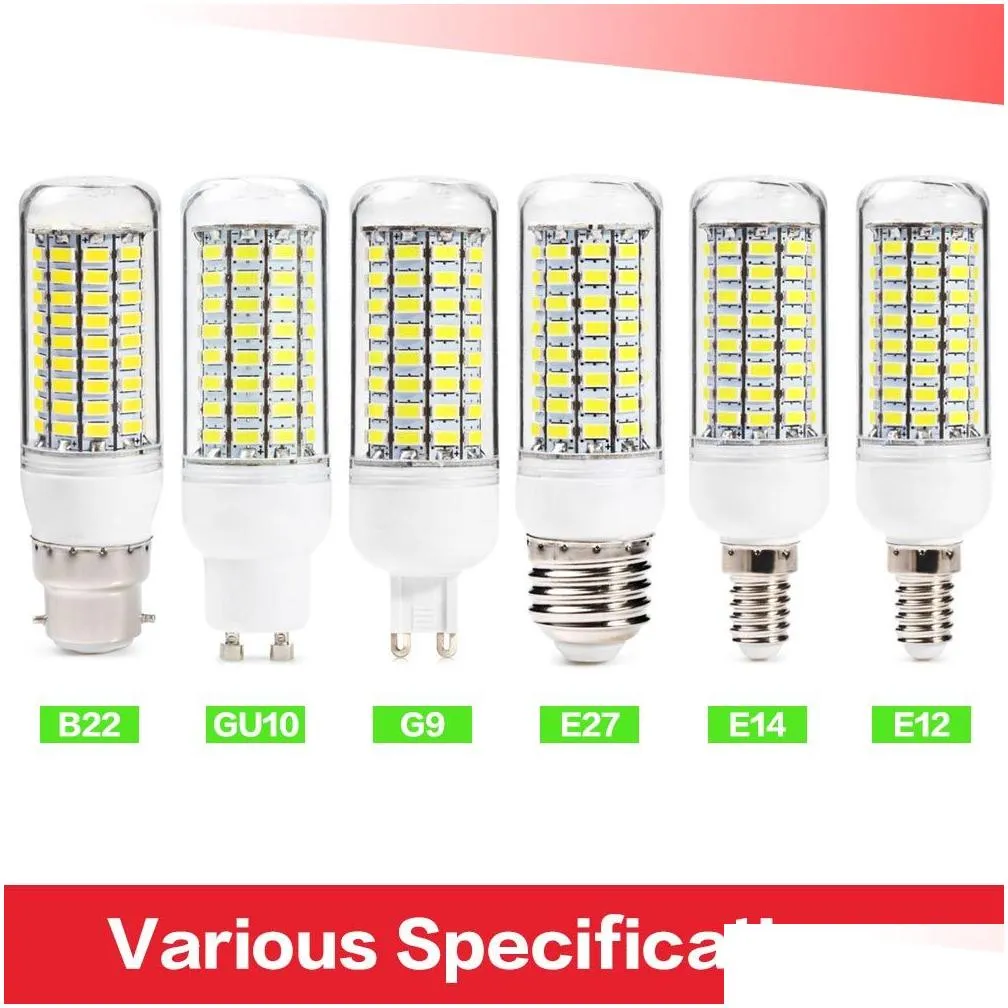 Led Bulbs Smd5730 E27 Gu10 B22 E14 G9 Led Lamp 7W 12W 15W 18W 220V 110V 360 Angle Smd Bb Corn Drop Delivery Lights Lighting Lighting B Dh6Js