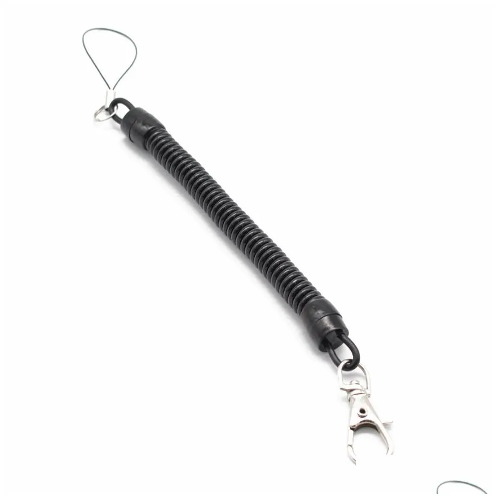 Key Rings Plastic Black Retractable Key Ring Spring Coil Spiral Stretch Chain Keychain For Men Women Clear Holder Phone Anti Lost Key Dh9Ji