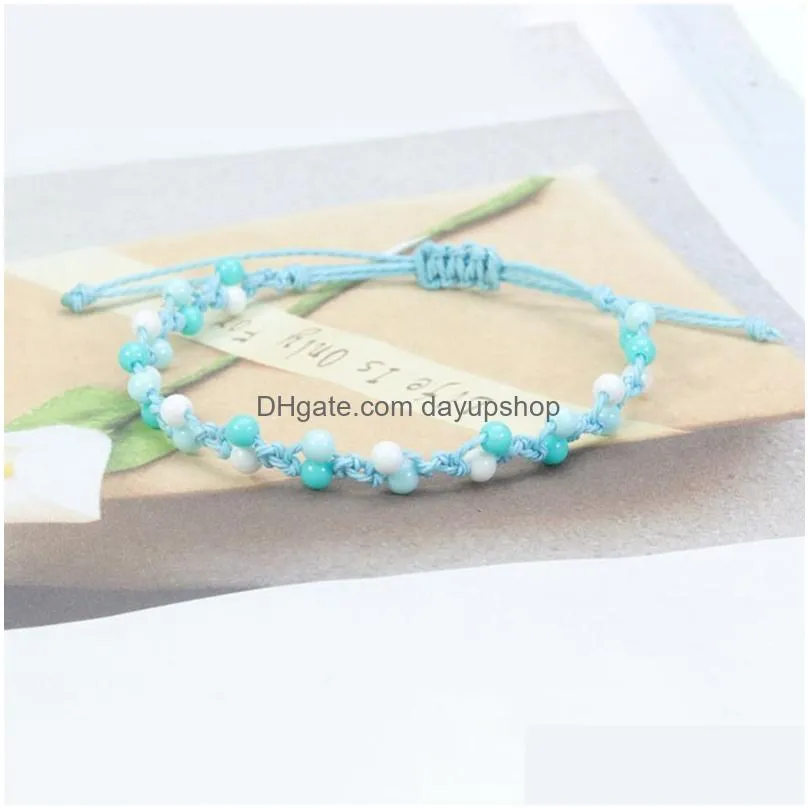 Charm Bracelets Color Bead Woven Bracelet Princess Beaded Bracelets Party Friendship Student Kids Gift Drop Delivery Jewelry Bracelet Dh38D