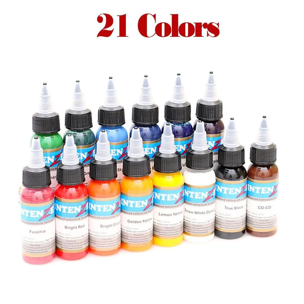 Tattoo Inks 21 Color Tattoo Hine Ink Pure Plant Paint Set 30 Ml Eyebrows Permanent Body Art Painted Drop Delivery Health Beauty Tattoo Dhbju