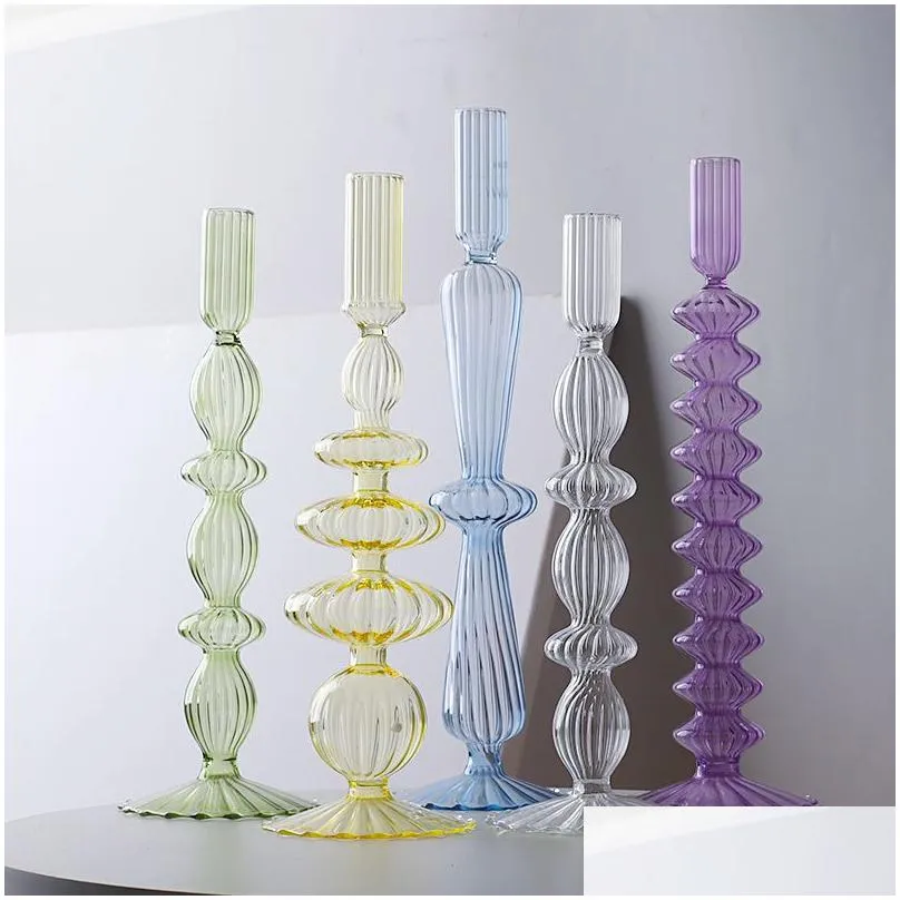 Candle Holders Glass Holder Nordic Decor Taper Sticks For Home Wedding Room Decoration Party Vase Table Bookshelf 221108 Drop Deliver Dhhpx