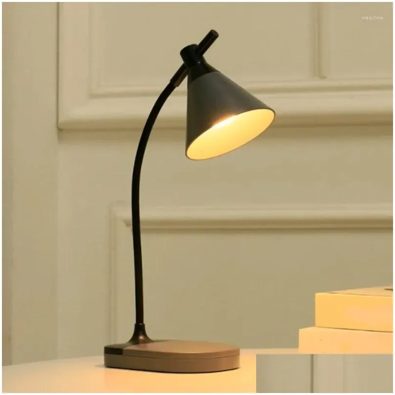 Table Lamps Usb Led Folding Desk Lamp Eye Protection Press Dimmable Reading Drop Delivery Dhuy8