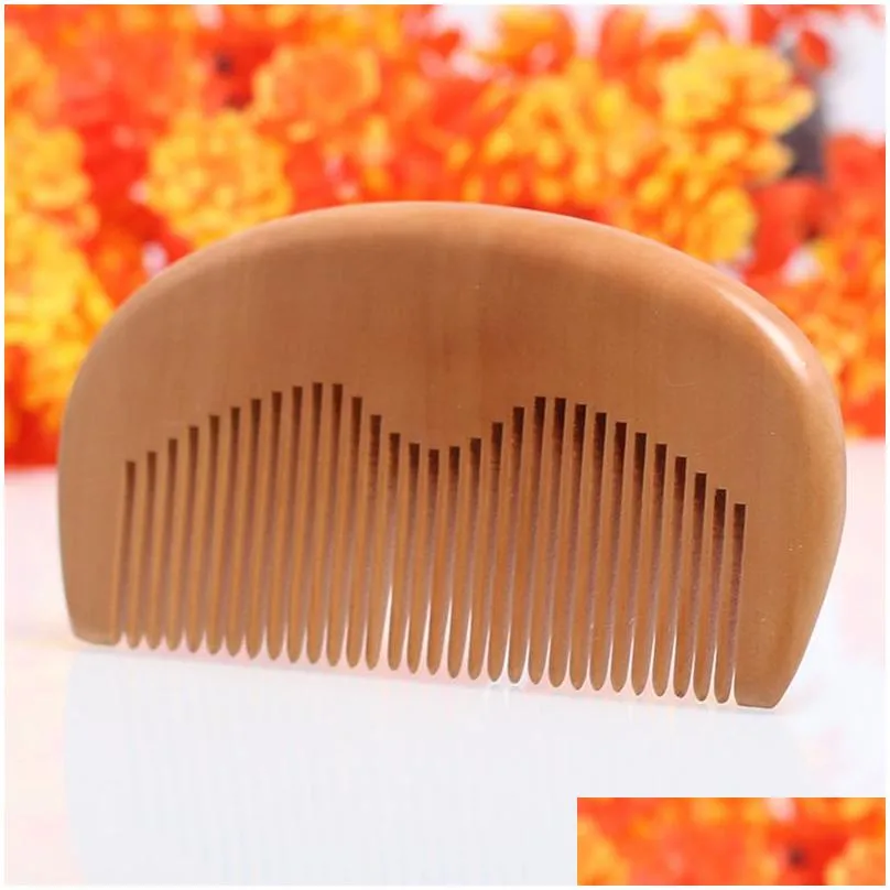 Hair Brushes Wholesale The Health S Of Natural Peach Wooden Comb Beard Pocket 11.5X5.5X1Cm Drop Delivery Hair Products Hair Care Styli Dhq97