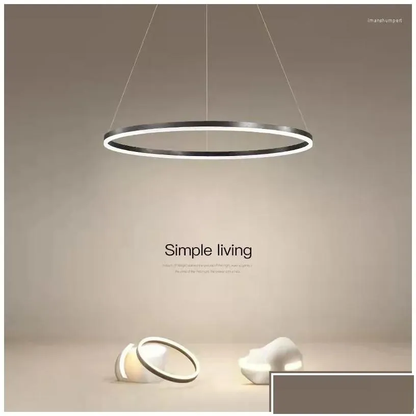 Chandeliers Modern Led Ceiling Chandelier Circle Ring Luster Lamp Room Decor For Bedroom Kitchen Dining Hanging Home Decoration Drop Dh0I7