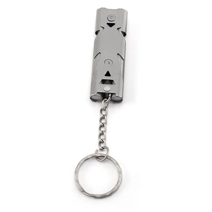 Key Rings Whistles Keychains Ring Portable Stainless Steel Self Defense Key Chains Holder Fashion Car Keyrings Accessories Outdoor Su Dhp0F