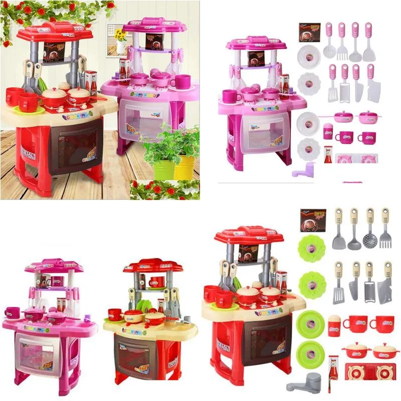 Kitchens & Play Food Wholesale- Kids Kitchen Set Children Toys Large Cooking Simation Model Play Toy For Girl Baby Drop Delivery Toys Dhqvk