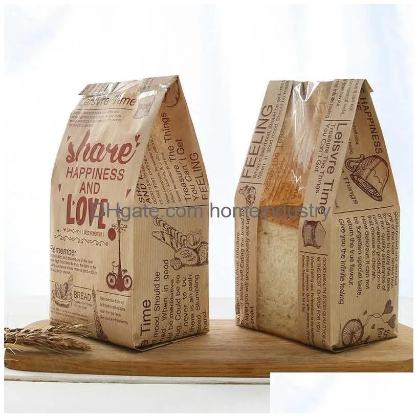 Gift Wrap Lbsisi Life Kraft Bread Paper Bag With Window Avoid Oil Love Toast Baking Takeaway Food Hand Made Package Bags 210724 Drop D Dhtfk