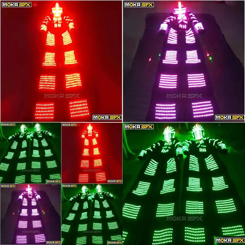 Other Stage Lighting Led Robot Suits Luminous Costume Colorf Dancer Clothes Stilts Walker For Party Performance Music Festival Clubs D Dh1Lk