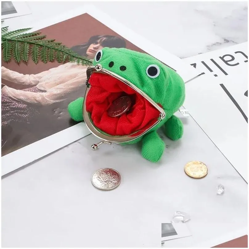 Plush Keychains P Keychains 20Pcs/Lot Frog Wallet Coin Purse Keychain Cartoon Flannel Key Holder Cosplay Toy School Prize Wholesale Dr Dhguq