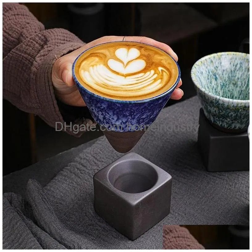 Mugs 1Pcs Creative Retro Ceramic Coffee Mug Rough Y Tea Cup Japanese Latte Pl Flower Porcelain 230817 Drop Delivery Dhfk5