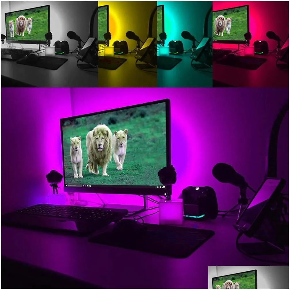 Led Strips Brelong Led Tv Backlight 6.56Ft Rgb Flexible Usb Offset Illumination Mti-Color With Infrared Controller Remote Drop Deliver Dhlzu