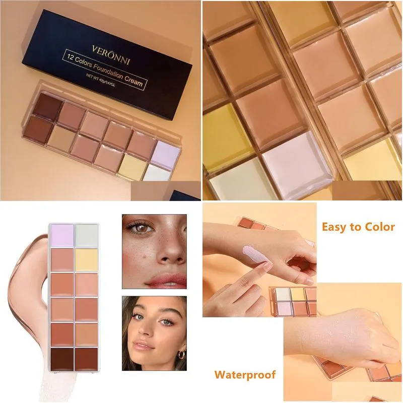 Concealer Veronni Face Contour 12 Colors Palette Makeup Er Foundation Brightener Fl Make Up For Women 230801 Drop Delivery Dhdq8